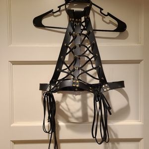Leather Halter Harness Goth
